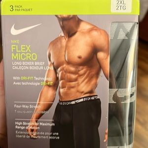 2XL Nike Flex Micro long boxer briefs. 3-pack, never opened. Dri-fit, black